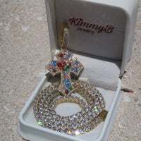 Golden Gemstone Cross