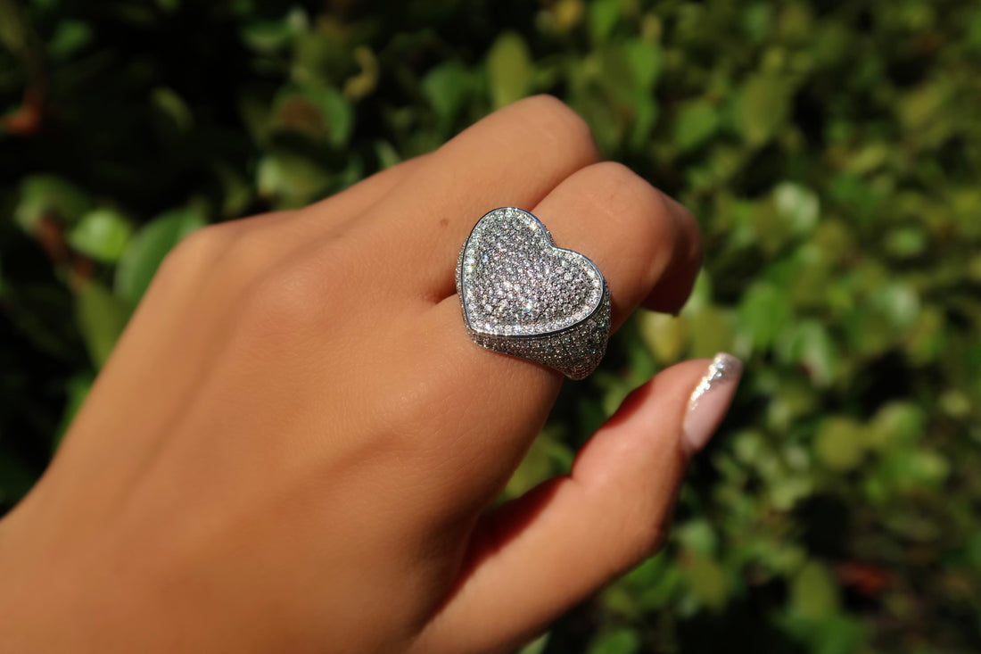 Iced Out Heart Ring
