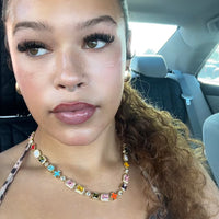 Golden Gemstone Necklace - Premium Solid Back Design