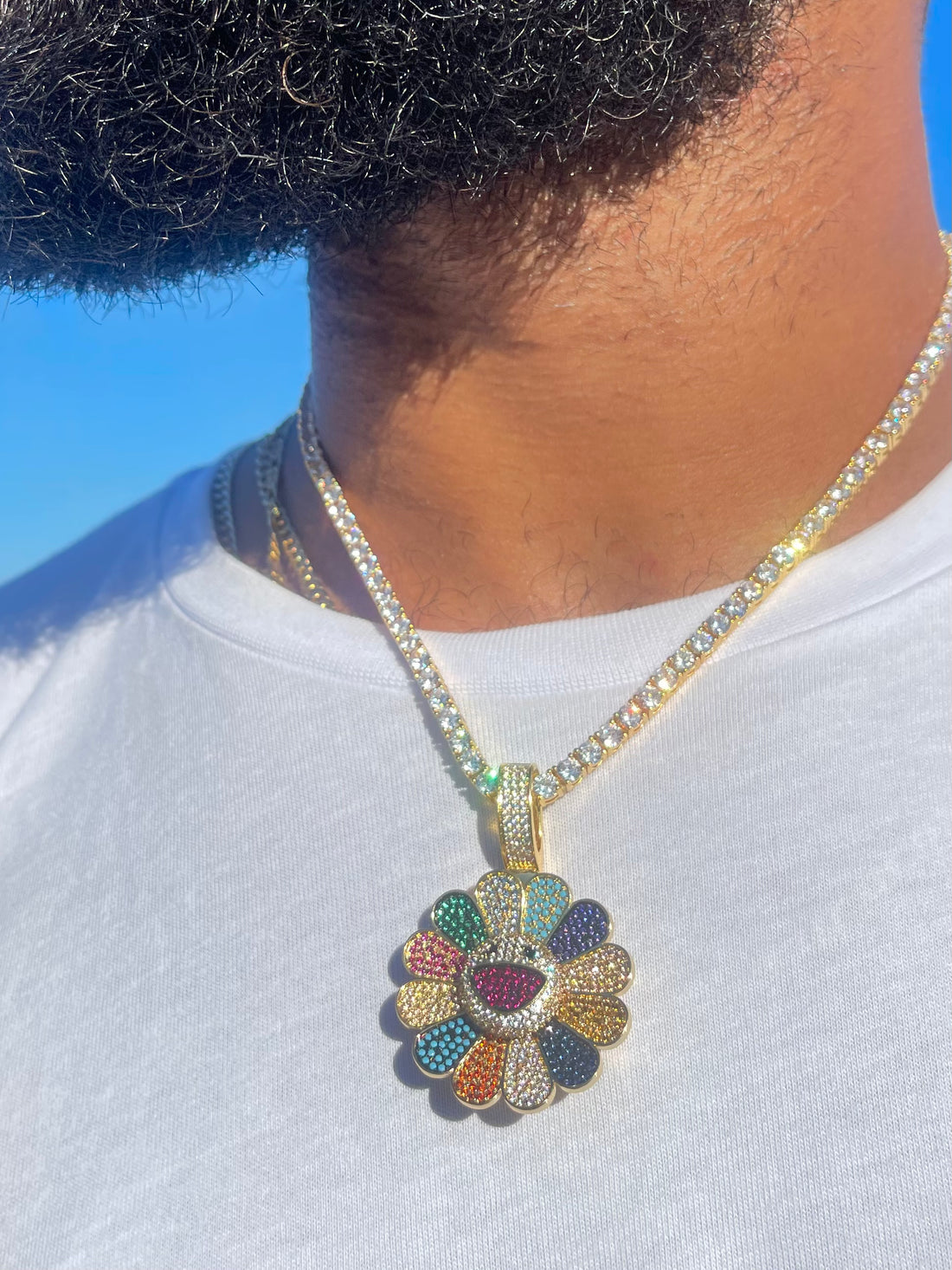 Sunflower Iced out Necklace & Pendant