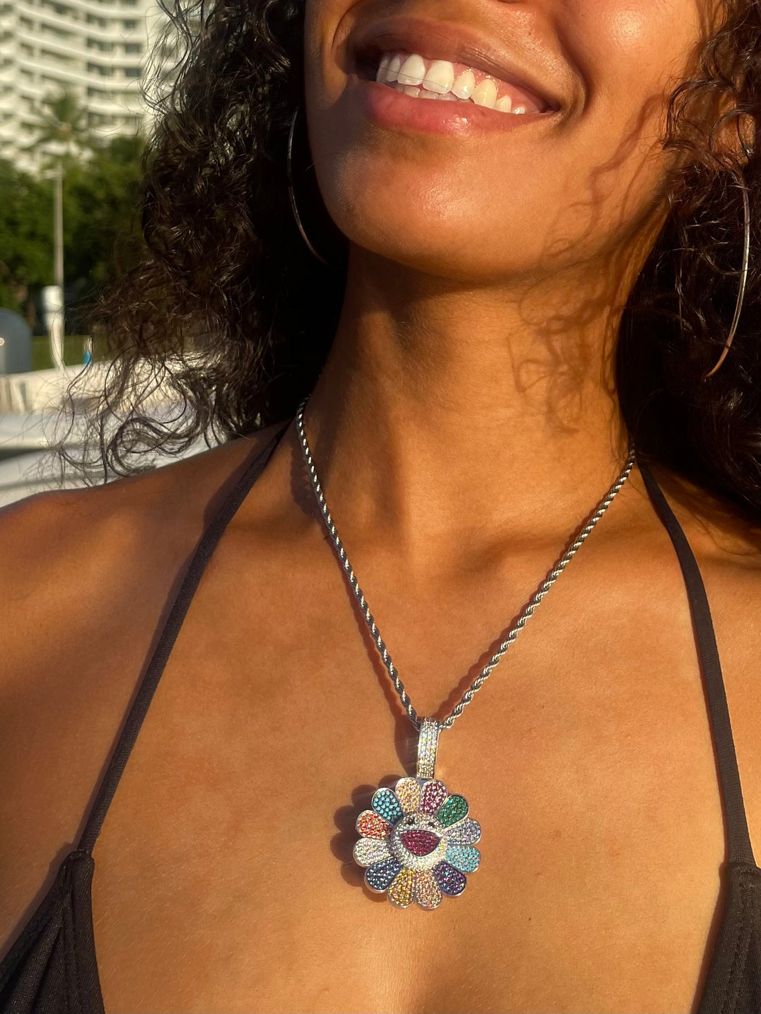 Sunflower Iced out Necklace & Pendant