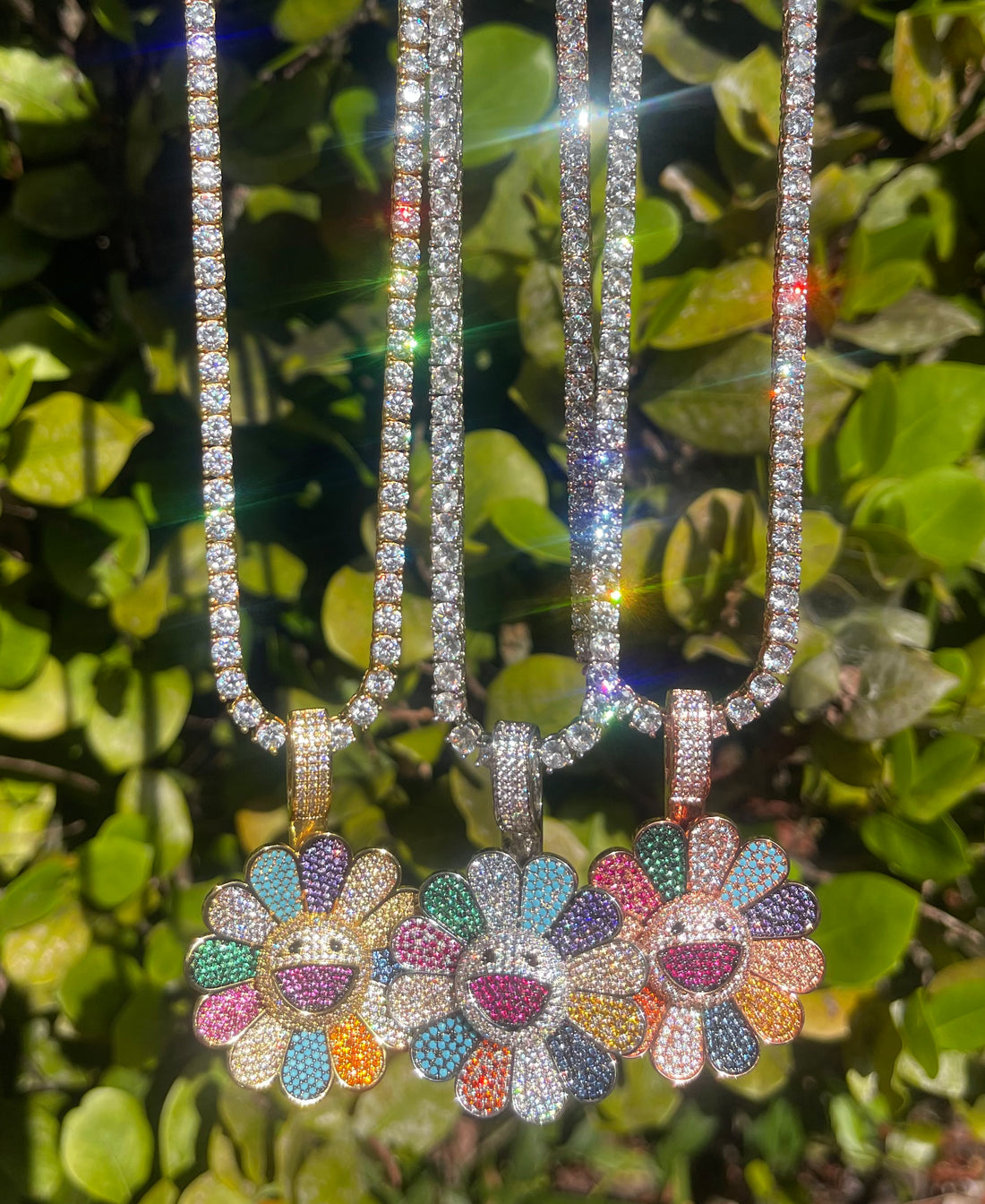 Sunflower Iced out Necklace & Pendant