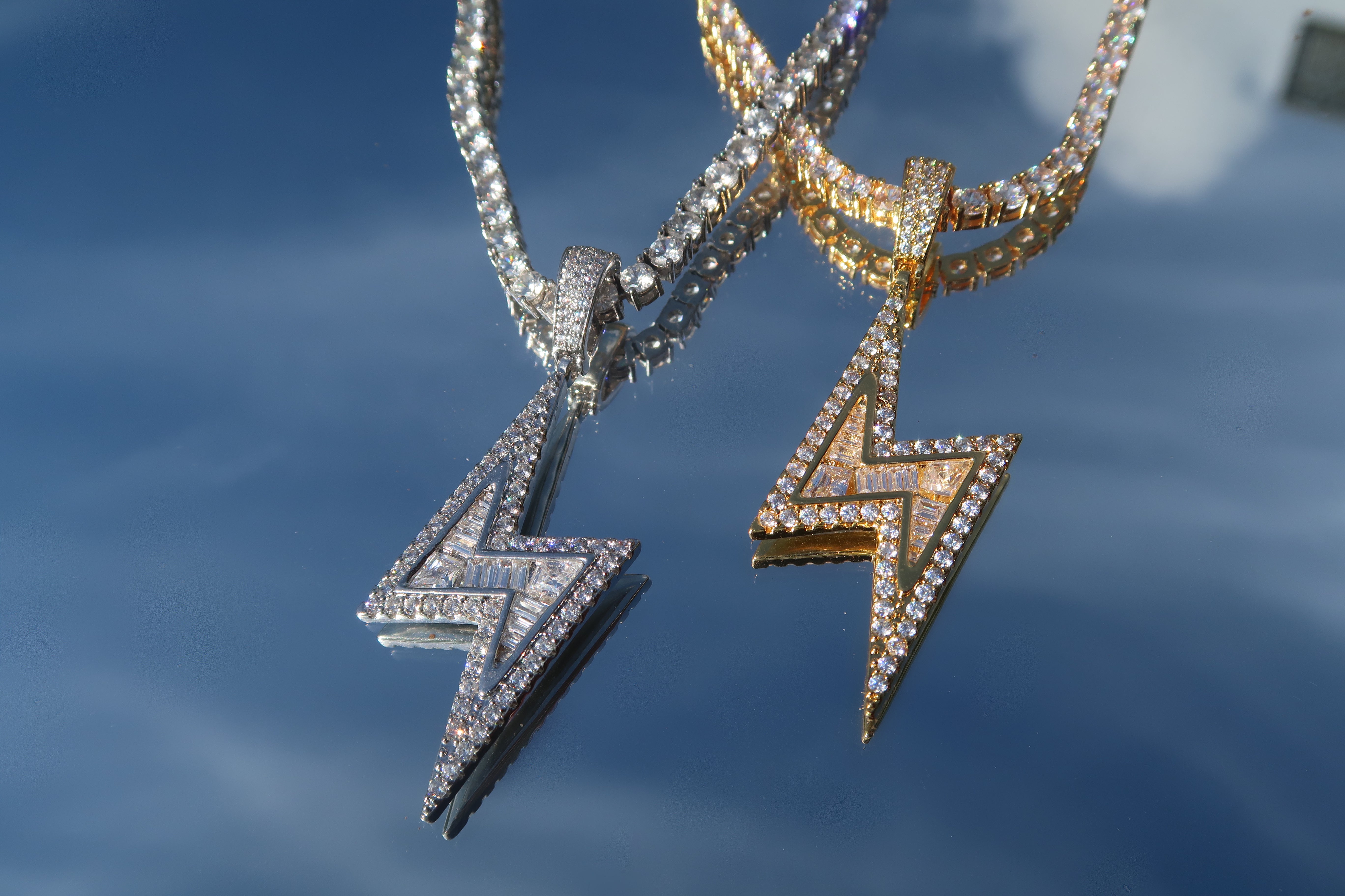 Iced lightning online bolt pendant