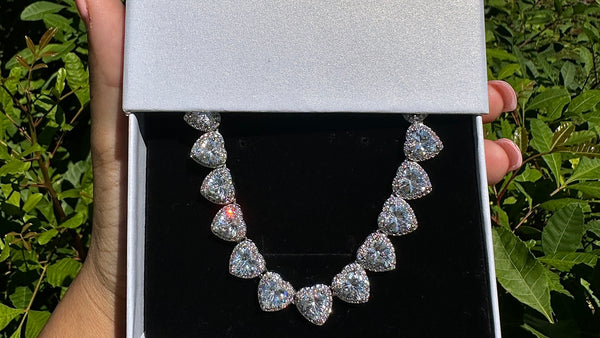 Jewelry | Delicate 17ct Heart Cut Simulated Diamond Tennis Necklace New |  Poshmark