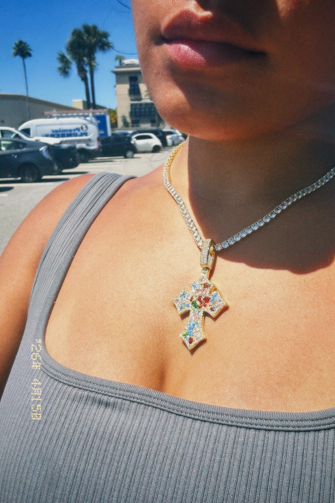Golden Gemstone Cross