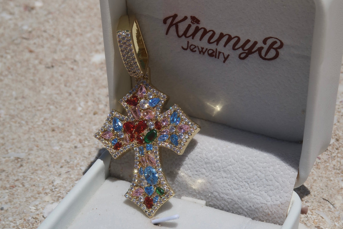 Golden Gemstone Cross