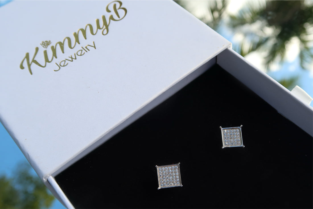 Square Earrings Iced Out
