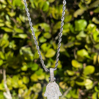 Hamsa Iced Out Necklace & Pendant