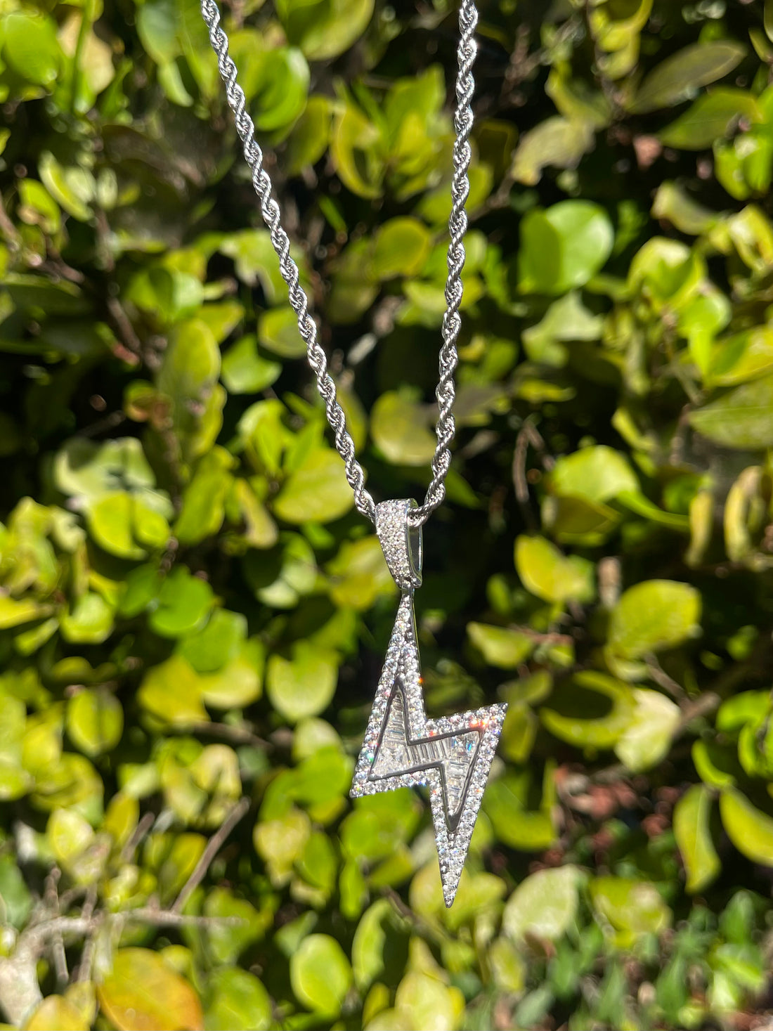 Lightning Bolt Iced Out Necklace & Pendant