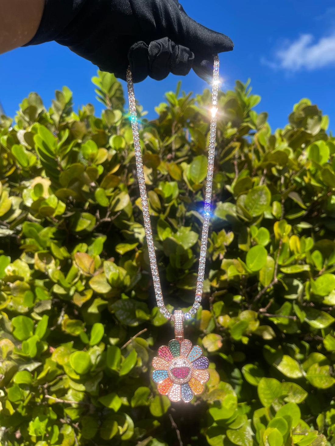 Sunflower Iced out Necklace & Pendant