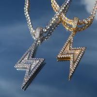 Lightning Bolt Iced Out Necklace & Pendant